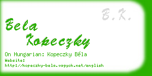 bela kopeczky business card