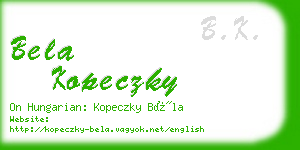 bela kopeczky business card